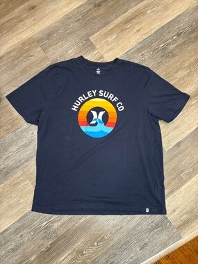 Hurley Navy Sunset Wave Logo T-Shirt